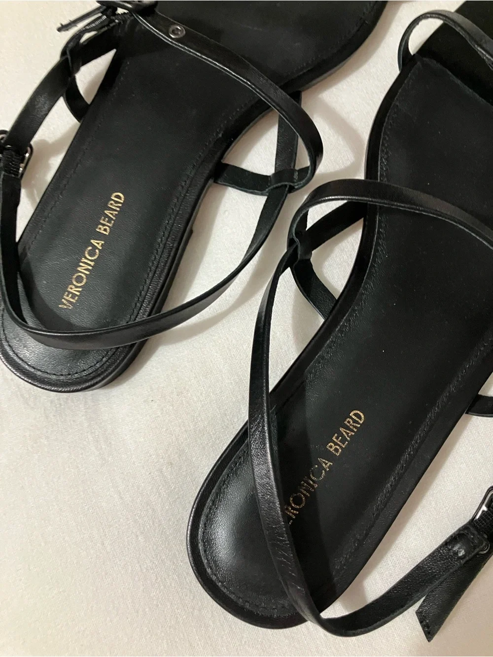 Veronica Beard Malinda Black Leather  Flat Strappy Sandals- 10
